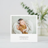 ミニマル写真誕生統計新生児 サンキューカード (スタンド正面)