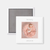 ミニマル写真赤ちゃん女の子の誕生のお知らせ マグネット (正面/裏面)