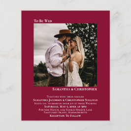 ミニマル写真赤BUDGET結婚式の招待