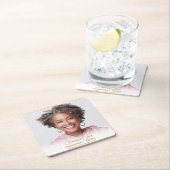 ミニマル写真金ゴールドリム写真葬儀 スクエアペーパーコースター (インサイチュ)