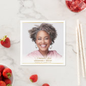 ミニマル写真金ゴールドリム写真葬儀 スタンダードカクテルナプキン (インサイチュ)