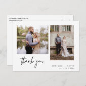 ミニマル写真2枚結婚お礼はがき ポストカード (正面/裏面)