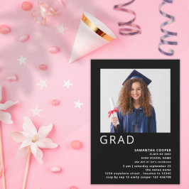 ミニマル写真2022卒業ブラック 招待状