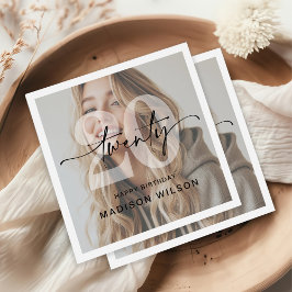 ミニマル写真20th誕生日パーティー スタンダードカクテルナプキン