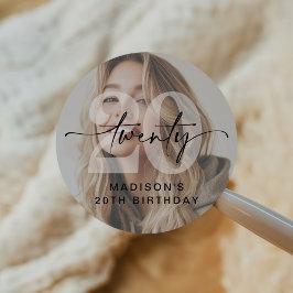 ミニマル写真20th誕生日パーティー ラウンドシール
