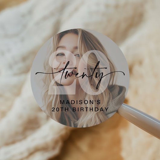 ミニマル写真20th誕生日パーティー ラウンドシール