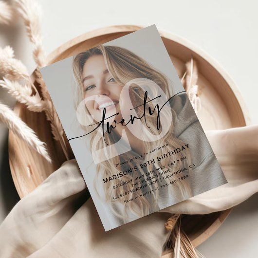 ミニマル写真20th誕生日パーティー 招待状