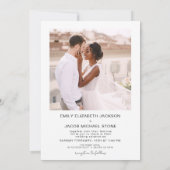 ミニマル写真5枚フォトホワイト結婚ズ 招待状 (裏面)