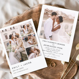 ミニマル写真5枚フォトホワイト結婚ズ 招待状