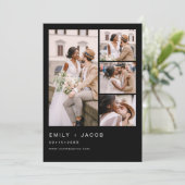 ミニマル写真5枚フォト白黒結婚ズ 招待状 (スタンド正面)