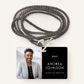 ミニマル写真IDカードとカスタムロゴ文字 バッジ (正面ランヤード)