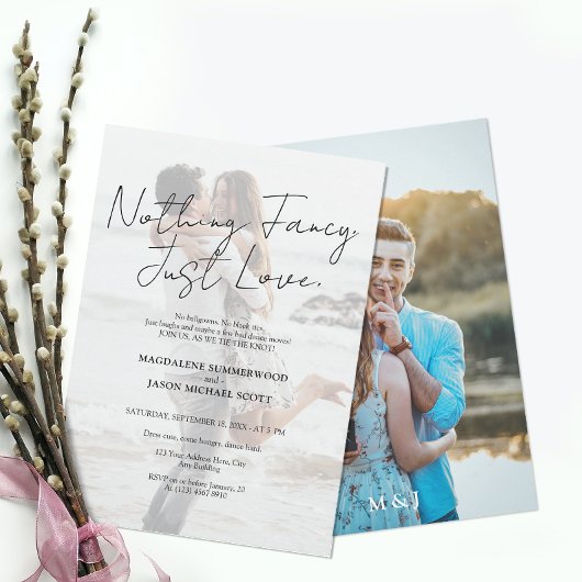 ミニマル写真Nothing Just ファンシー Love Script 招待状