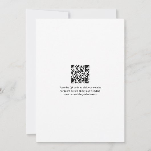 ミニマル写真QRコードほこりっぽい青の日付を保存 招待状 (裏面)