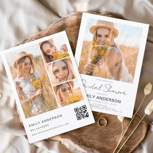 ミニマル写真QRコードホワイトブライダルシャワー