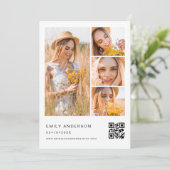 ミニマル写真QRコードホワイトブライダルシャワー 招待状 (スタンド正面)