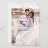 ミニマル写真QRコード白結婚色 招待状 (裏面)