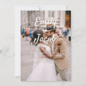 ミニマル写真QRコード白結婚色 招待状 (裏面)