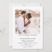 ミニマル写真QRコード白結婚色 招待状 (裏面)