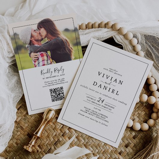 ミニマル写真QRコード結婚すべて 招待状