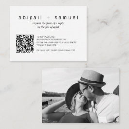 ミニマル写真QRコード結婚のミニRSVPカード ノートカード