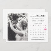 ミニマル写真QRコード Save The Date カレンダー 招待状 (正面/裏面)