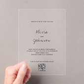 ミニマル写真Qrコ結婚ード アクリル招待状 (インサイチュ (ポータブル))