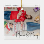 ミニマル写結婚した真とメリー黒文字 セラミックオーナメント (裏面)