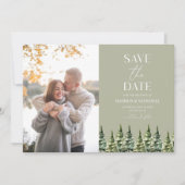 ミニマル冬の雪の松の木の写真結婚s セーブザデート (正面)