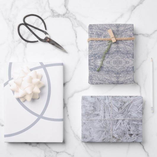 ミニマル冬の雪白霜 ラッピングペーパーシート (正面)