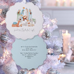 ミニマル出生シーンキャロル歌詞クリスマス オーナメントカード<br><div class="desc">ミニマル出生シーンCarol歌詞クリスマス。出生シーン魅力的Mary、Joseph、ベビーJesus、そしてキャロルWe Three Kings : Guide We to Thy Perfect Lightと共にお気に入りのモダンThy Perfect Lightと共に使える便利なオールインワンのオーナメントとカーモダンド。フェスティバルの挨拶と名前を後ろに付け、受信者が自分のツリーかつるら表示できるようにした。</div>