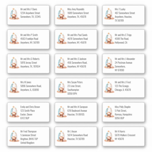 ミニマル出生18受信者の名前アドレス シール (正面)