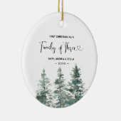 ミニマル初めてのクリスマスの家族3人 セラミックオーナメント (右)