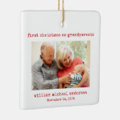 ミニマル初めてのクリスマスを祖父母の写真として セラミックオーナメント (右)
