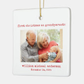 ミニマル初めてのクリスマスを祖父母の写真として セラミックオーナメント (左)