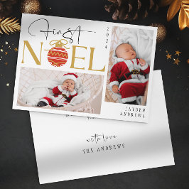 ミニマル初めてのクリスマスベビー写真 シーズンカード