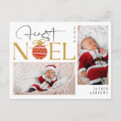 ミニマル初めてのクリスマスベビー写真 シーズンポストカード (正面)