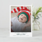 ミニマル初めてのクリスマスベビー誕生写真 シーズンカード (スタンド正面)