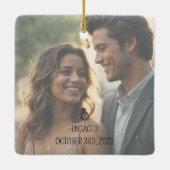 ミニマル初めてのクリスマス婚約したオーナメント セラミックオーナメント (裏面)