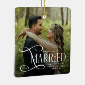 ミニマル初めてのクリスマス結婚したカップル2枚 セラミックオーナメント (右)