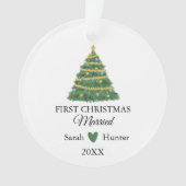 ミニマル初めてのクリスマス結婚したフォトオーナメント オーナメント (正面)