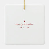 ミニマル初めてのクリスマス結婚した写真 セラミックオーナメント (裏面)