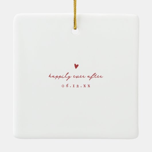 ミニマル初めてのクリスマス結婚した写真 セラミックオーナメント (裏面)