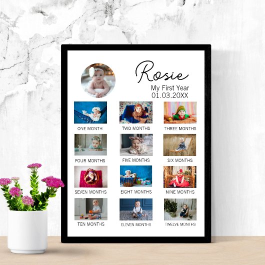 ミニマル初年バビー1歳の誕生日の写真 ポスター