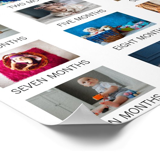 ミニマル初年バビー1歳の誕生日の写真 ポスター (角)