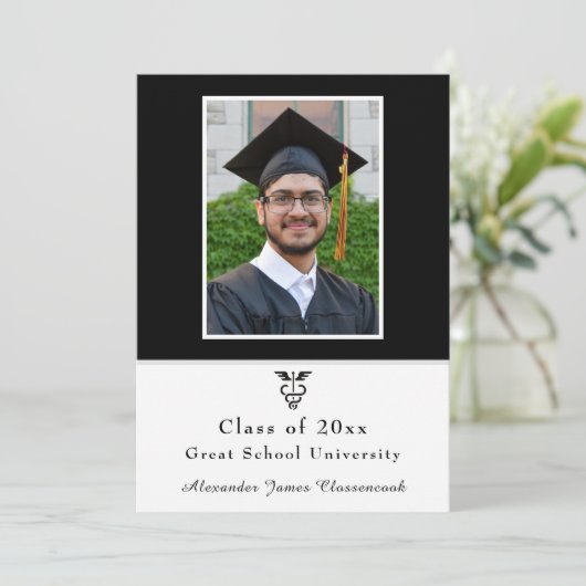 ミニマル医科大学院モダン白黒 案内状 (スタンド正面)