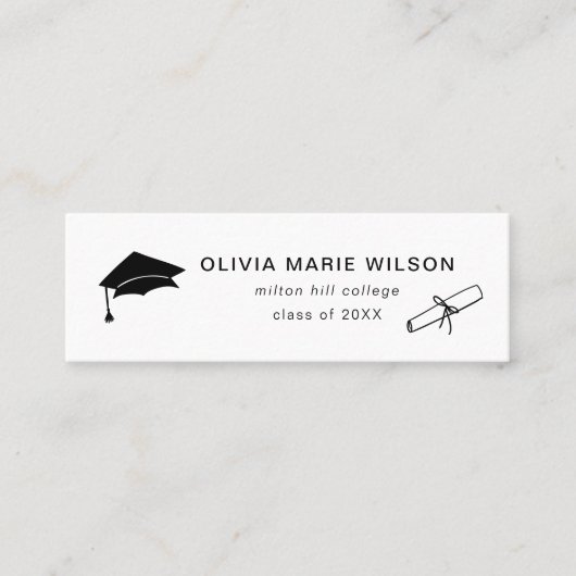 ミニマル卒業アイコン名刺白 スキニー名刺 (正面)