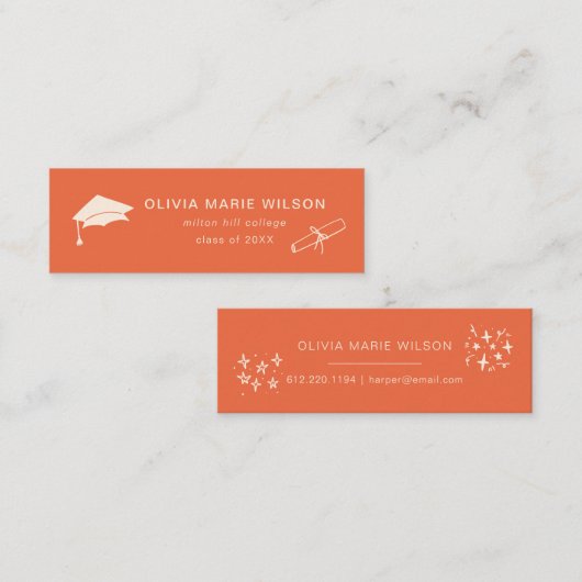 ミニマル卒業アイコン名名刺オレンジ スキニー名刺 (正面/裏面)