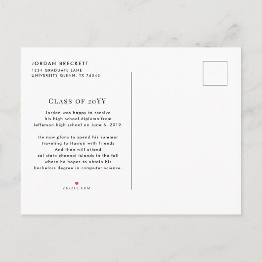 ミニマル卒業写真のお知らせ 案内ポストカード (裏面)