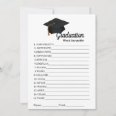 ミニマル卒業式パーティーのスクランブルワードゲーム 招待状 (正面)