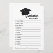 ミニマル卒業式パーティーのスクランブルワードゲーム 招待状 (正面/裏面)